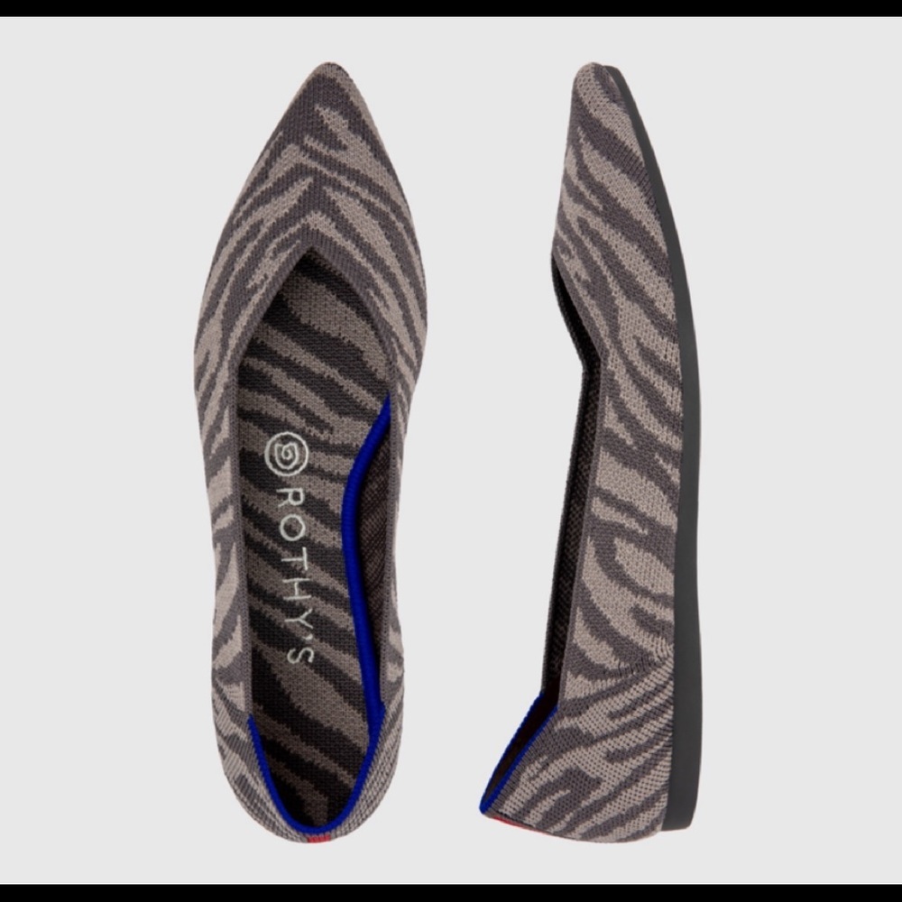 ❤️🔥Rothy’s - Grey Zebra “Points” Pointed Toe Flats - 10